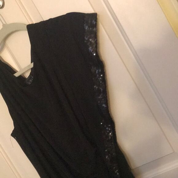 Nightway black sequin evening dress ruffled Large VINTAGE - Picture 7 of 13